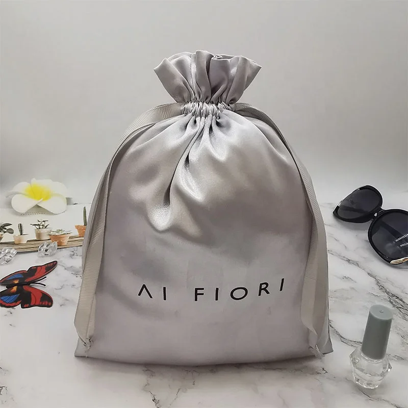 Gift Pouches Manufacturer Custom Logo Soft Wig Underwear Drawstring Silk Satin Bags
