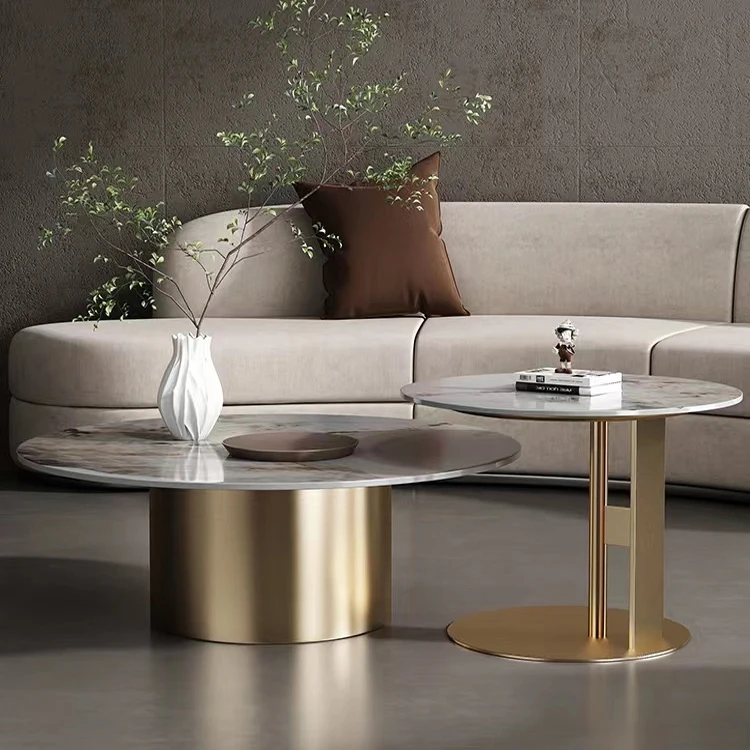 Wholesale high quality gold kylin durable coffee table luxury coffee table golden stainless steel base tea table