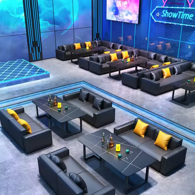 Pu leather modern Night Club Sofa leather modern Night Club Sofa Modular Hotel Lounge Booth Led Seating KTV Bar Sofa
