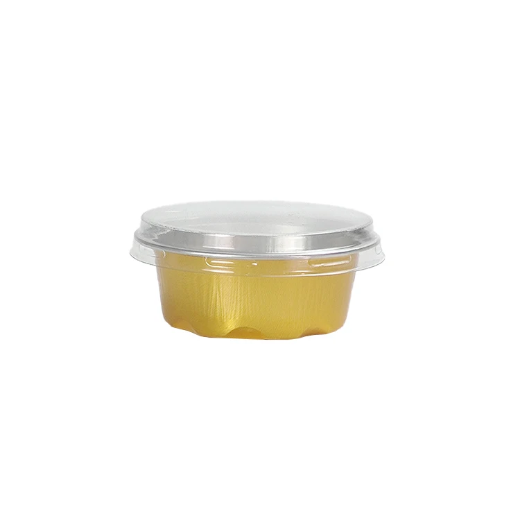 Environmentally Friendly Mini round Aluminium Foil Containers with PP Plastic Lid for Baking Pattern Pulp Material