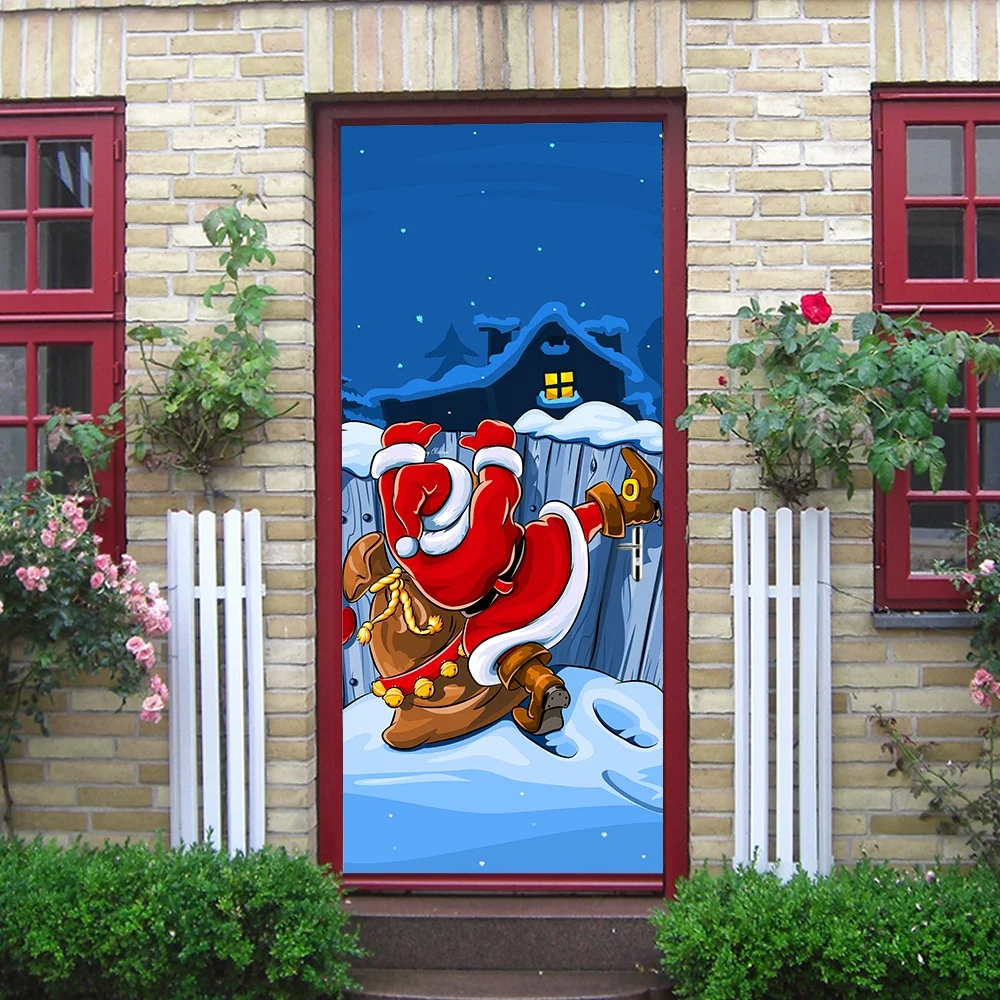 Door Wall Mural Wallpaper Stickers Vinyl for Xmas