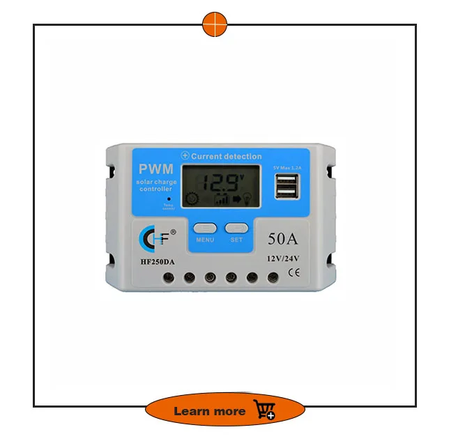 HanfSolar 12 24 48 В 50A контроллер солнечного заряда PWM Контроллер для использования в системе солнечной энергии