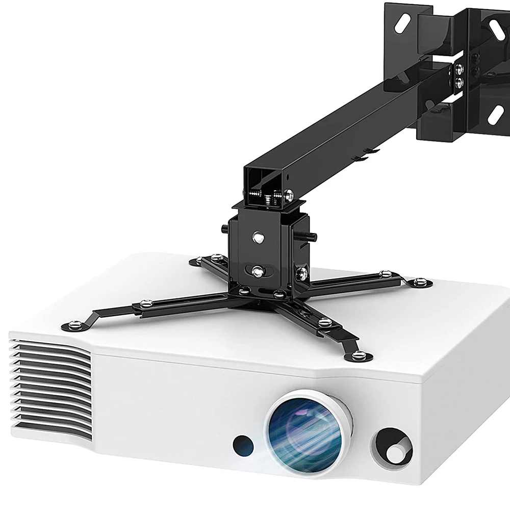 XJK Wall or Ceiling Projector Mount with Universal LCD/DLP Mounting for Projectors 43-65cm/63-100cm Black Square Tube