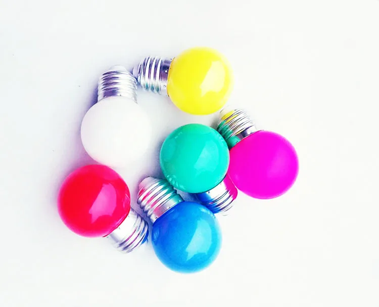 LED G45 golf ball lamps colourful bulb 1w 2w Colours decoration E26 E27 E14 B22 RGB bulb Christmas light for string light