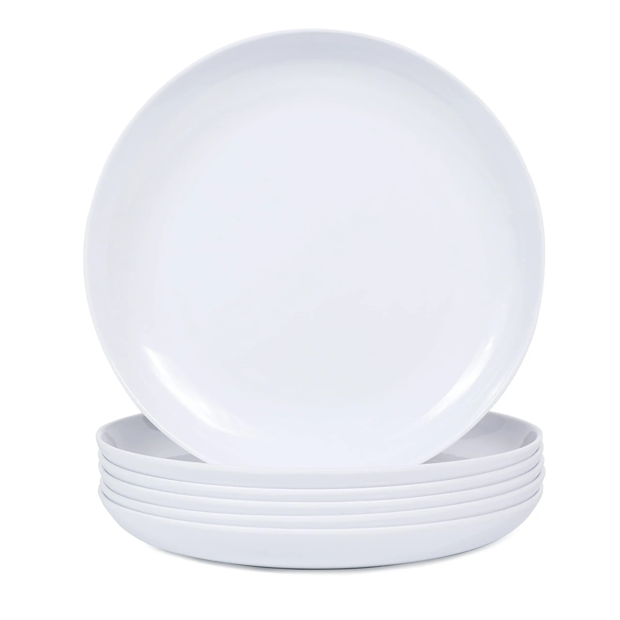 10inch Dinnerware Dishes Set Melamine Dinner Plates for Indoor and Outdoor Use Break-resistant White