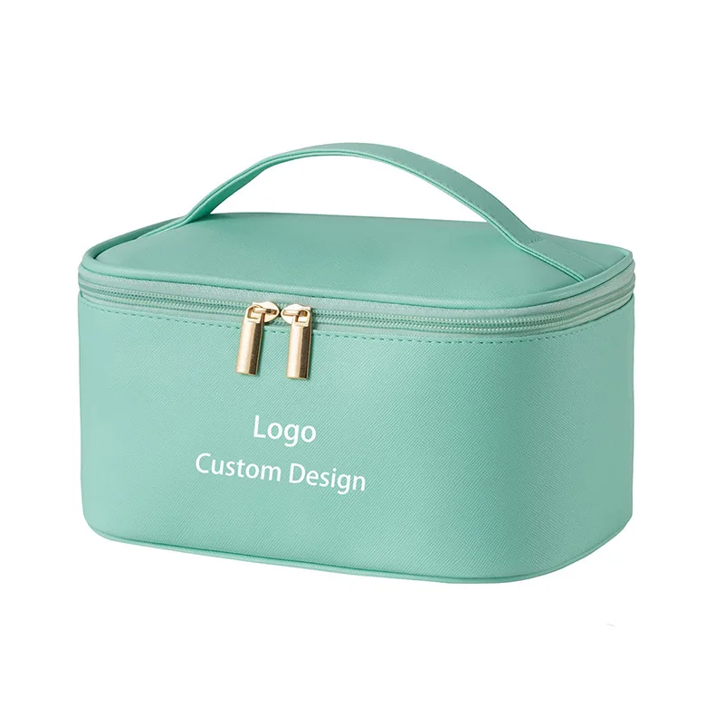 toletry cosmetic pouch beauty case girl pu makeup storage bag  monogram small travel make up bag custom logo with handle
