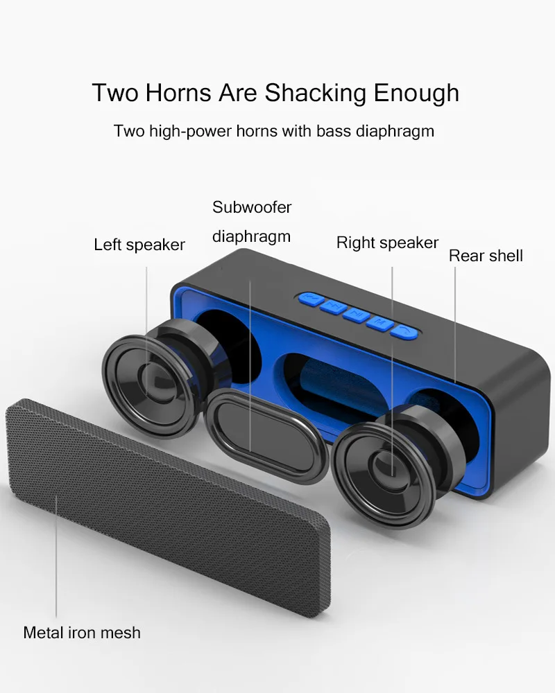 New Design Music player Mini Wireless Speaker Boombox 9D Surround Sound Home Theatre Blue Tooth speakers