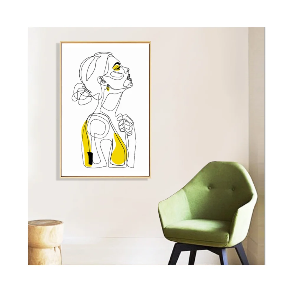 Линия девушки в скандинавском стиле контрастное украшение изображение висит изображение на крыльце гостиной пользовательский холст печать настенное искусство