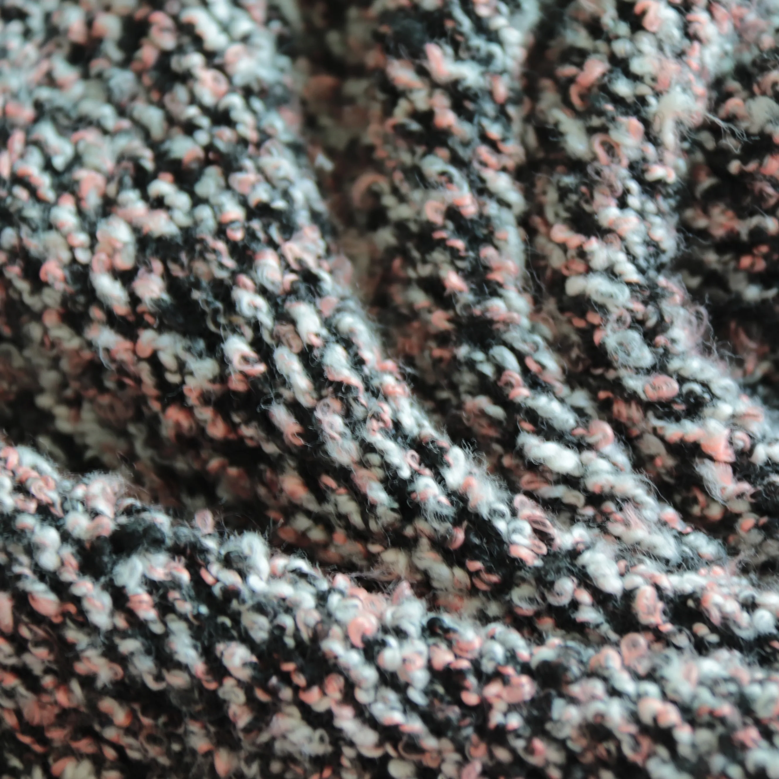 Latest Design Yarn dye black white terry tweed knit needle fabric Living Room Furniture Car Soft Bag