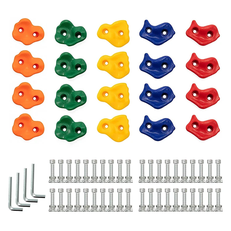 Kids Playground Amusement Park Children Outdoor Adventure Rock Climbing Stones Climbing Wall Swing Holds Rock Climbing Stones