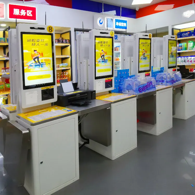 TAIYUN 24 INCH touch screen payment terminal supermarket library self checkout kiosk for supermarket restaurant