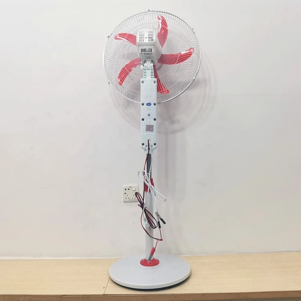 Battery AC/DC Operated 16 Inch 18 Inch Copper Stand Fan Motor 12v Solar Pedestal Fan with Led Light