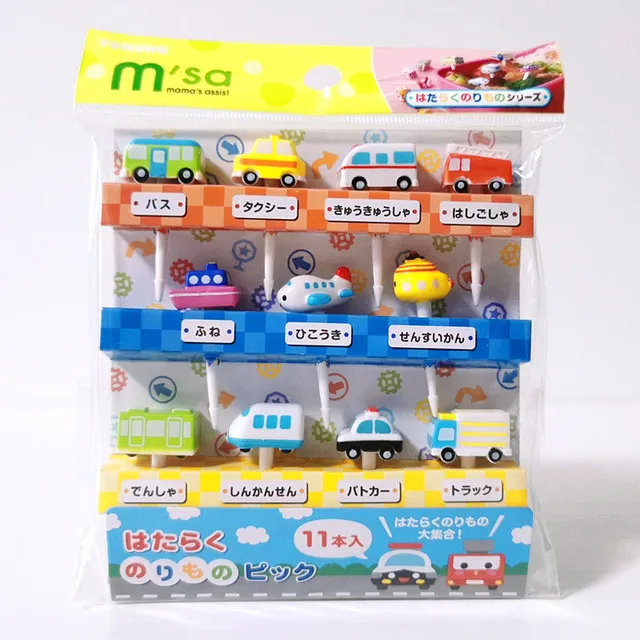 Kids food pick kawaii lunch fruit fork Bento toothpicks bear cute mixed styles plastic forks