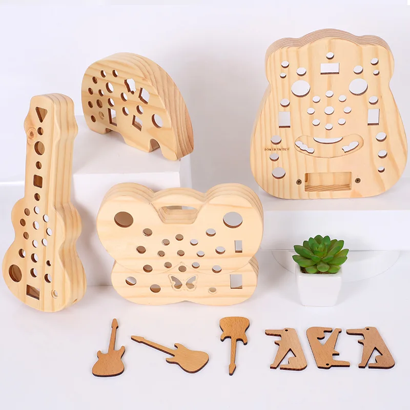 LED Educational Electric Wooden Busy Board GamePad montessori Led Light Busy Board Light Toy Led Busy Board game toys For Kids