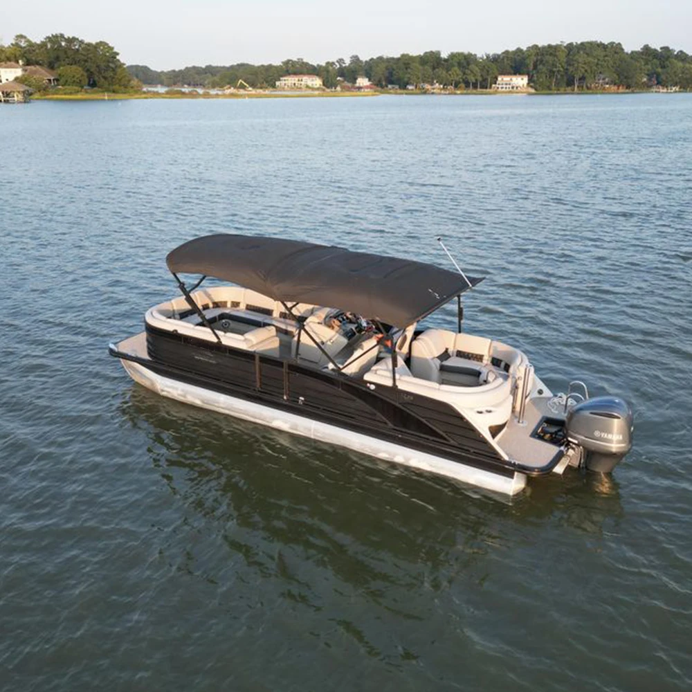 Custom Luxury Yacht Equipped with High Speed Barge Pontoon Boat Features Tent Aluminum Hull Outboard Engine CE Certified
