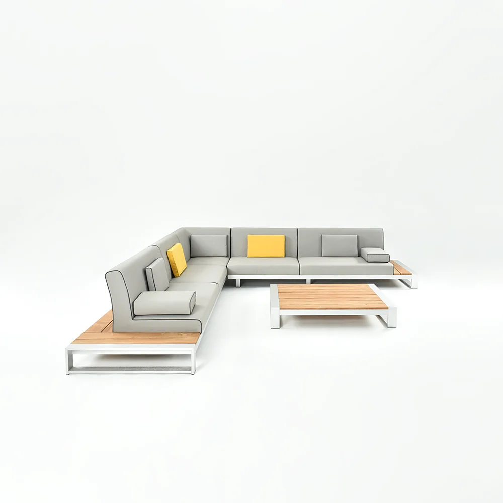 Factory Supply Brushed Aluminum Olefin Fabric Furniture Garden Patio Sofa Set For Outdoor