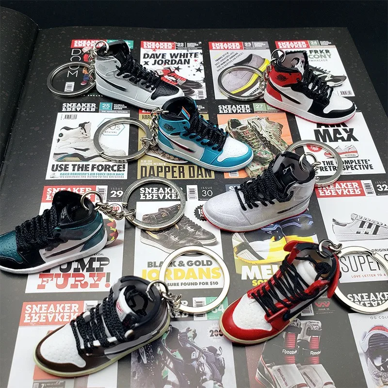 Wholesale Basketball 3d Mini Sneakers Aj Shoes Rubber PVC Jor dan Shoe Keychain Model Cute Keychains