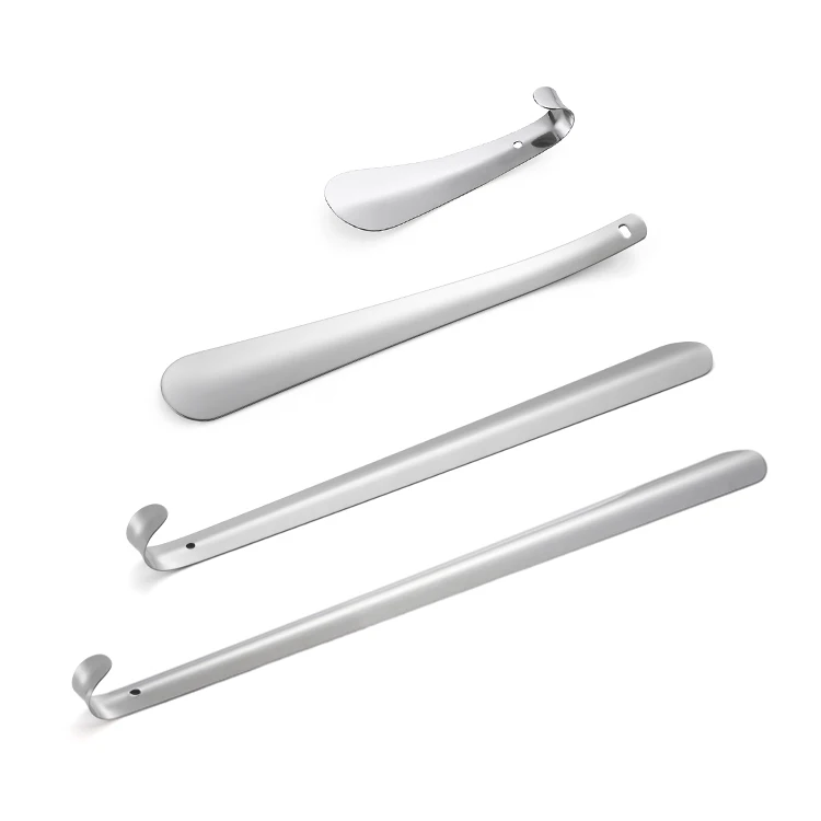 Home traveling hotel shoes tools Laser logo custom shoehorn long handle stainless steel shoe horn