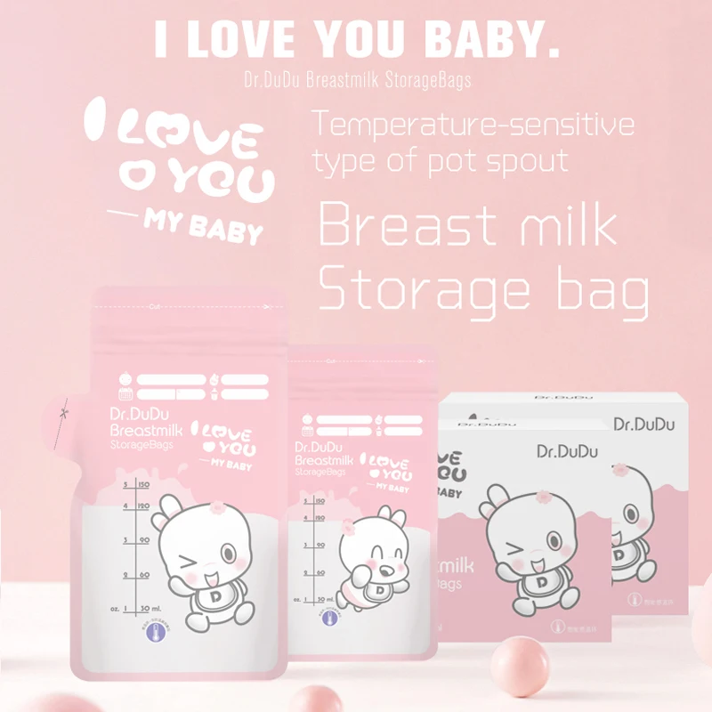 Custom Plastic Freezer Zipper Leak Proof Bags 100 200 Count Stand Up Pouch Breast Milk   Storage Zip Lock Bag for Breastfeeding