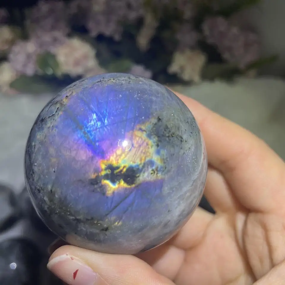 Purple Flash Labradorite Balls Natural Crystal Gemstone Spheres for Wholesale