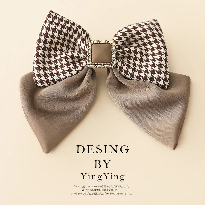 Tiktok Product Korean Pearl Rhinestone Bows Barrettes Hairpin Hairclip Bun Net Fabric Cover Hair Clips Accessories