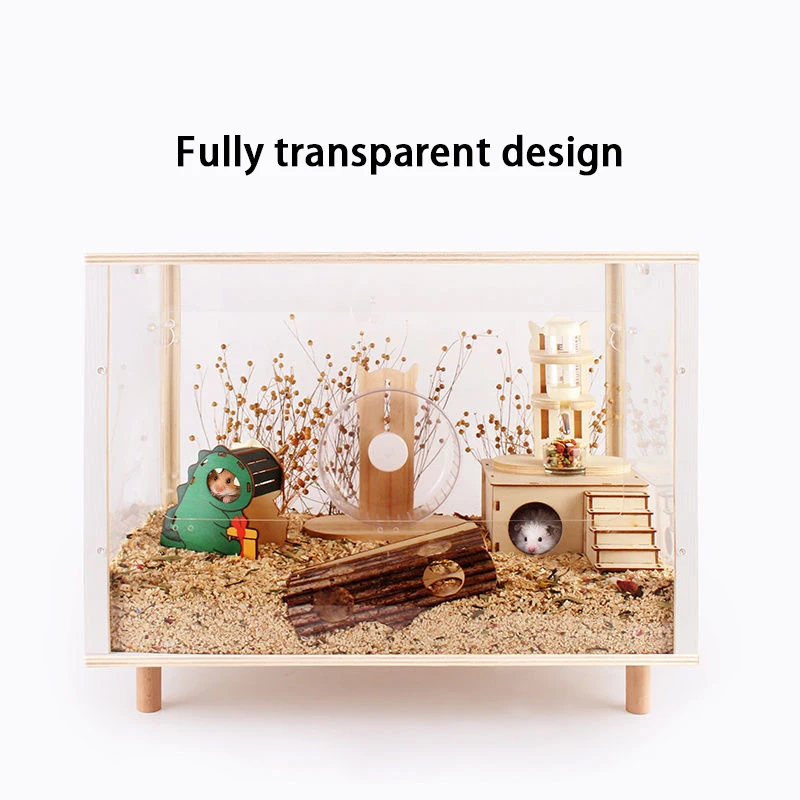 Factory Produces DIY Base Cage Wood Hamster Shelter Hamster Feeding Scientific Breeding Box Landscape Hamster Farming Solid JY