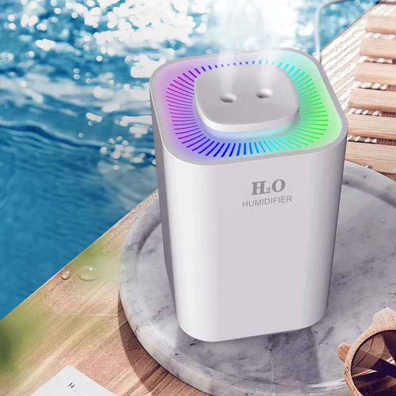 3300ML Large Capacity Double Spray USB Ultrasonic Air Humidifier Cool Mist Maker Purifier Air Humidifier With Night Light