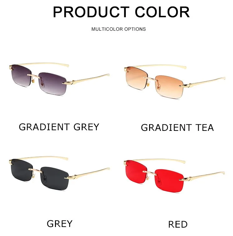 2024 Rimless Sun Glasses Gold Metal Frame UV 400 Gafas De Sol Trendy Rectangle Leopard Head Designer Sunglasses