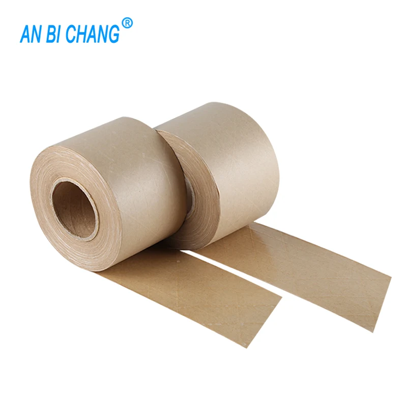 Fiber Reinforced Custom Printed Gummed Kraft Paper Packing Tape 3 Inches X 375 Feet