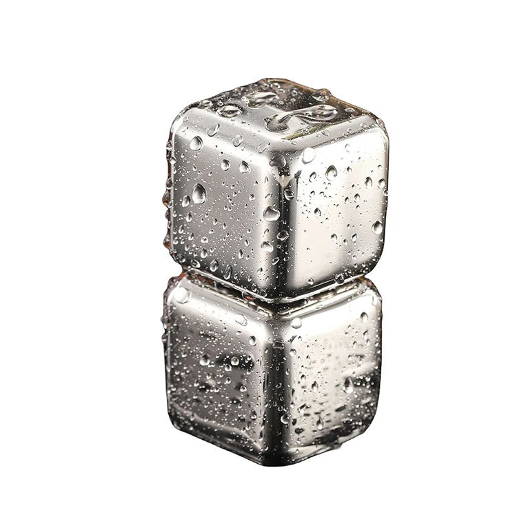 Factory Wholesale Custom Stainless Steel Cold Gold Cold Stone Honed Liquor Whiskey Chilling Metal Ice Cube Stone Gift Set