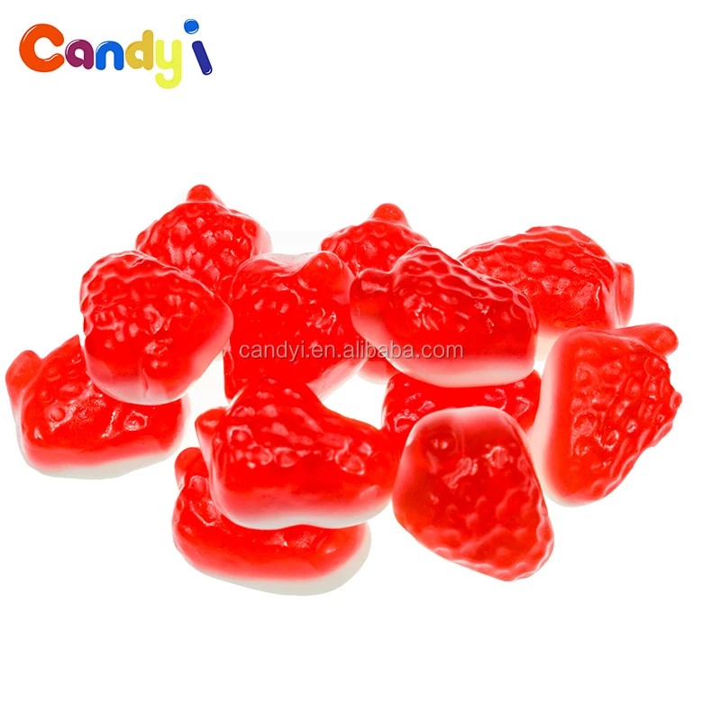 China manufacturer double layer gummy strawberry chewy candy