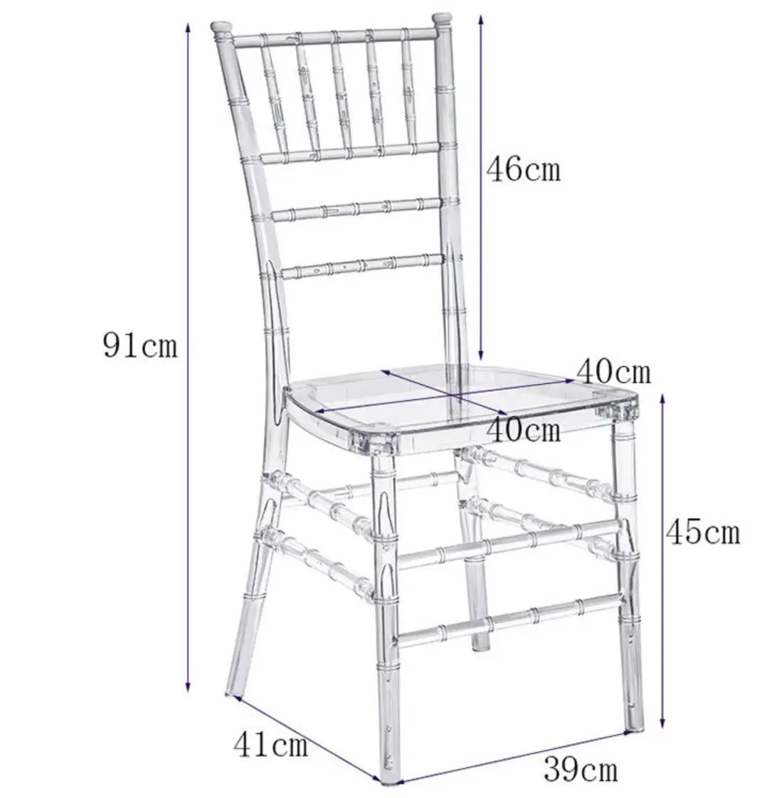 Modern Transparent Acrylic Crown Chiavari Chair for Hotel Restaurant Banquet Wedding Outdoor Bar PC Material