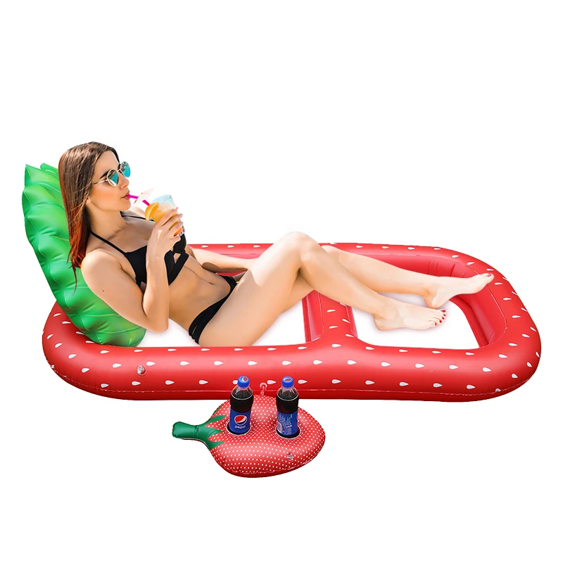Hot Selling Water Inflatable Back Recliner New Style Inflatable Strawberry Pool Float