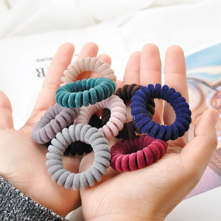 Girl Woman Knit Telephone Wire Elastic Hair Bands Rubber Band  Hair Rope Screw-type Shape Hair Ties Headwear