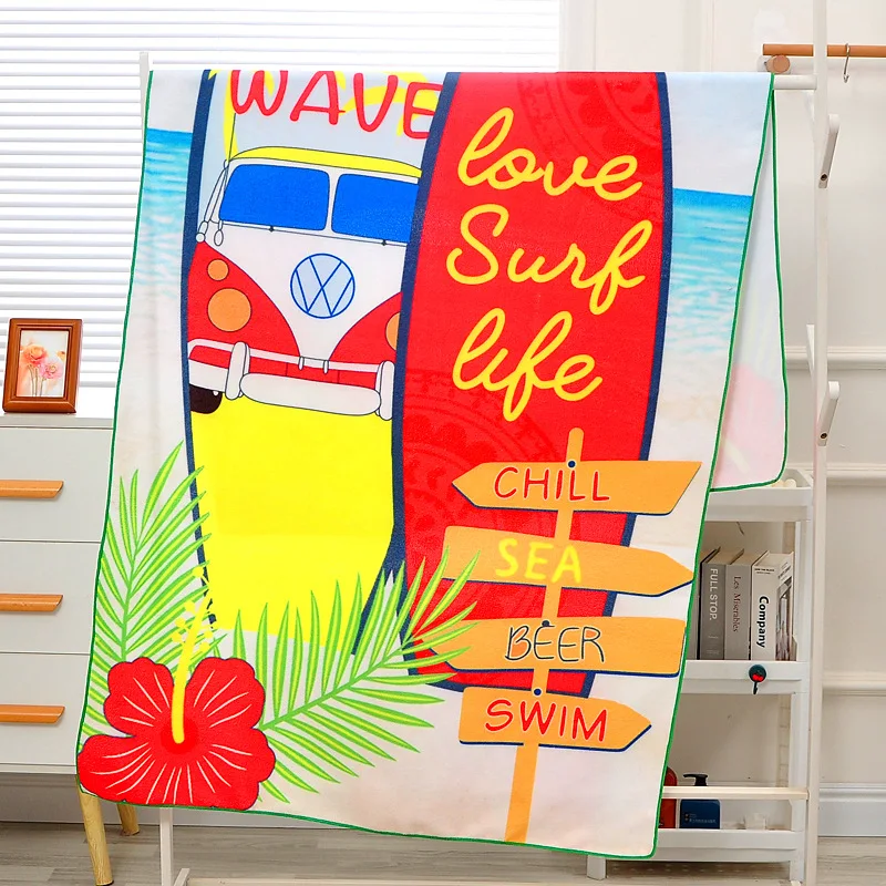 Customized Microfiber Towel Summer Quick Dry Custom Sublimation Printed Sand Bath Towels Personalized Beach Towel