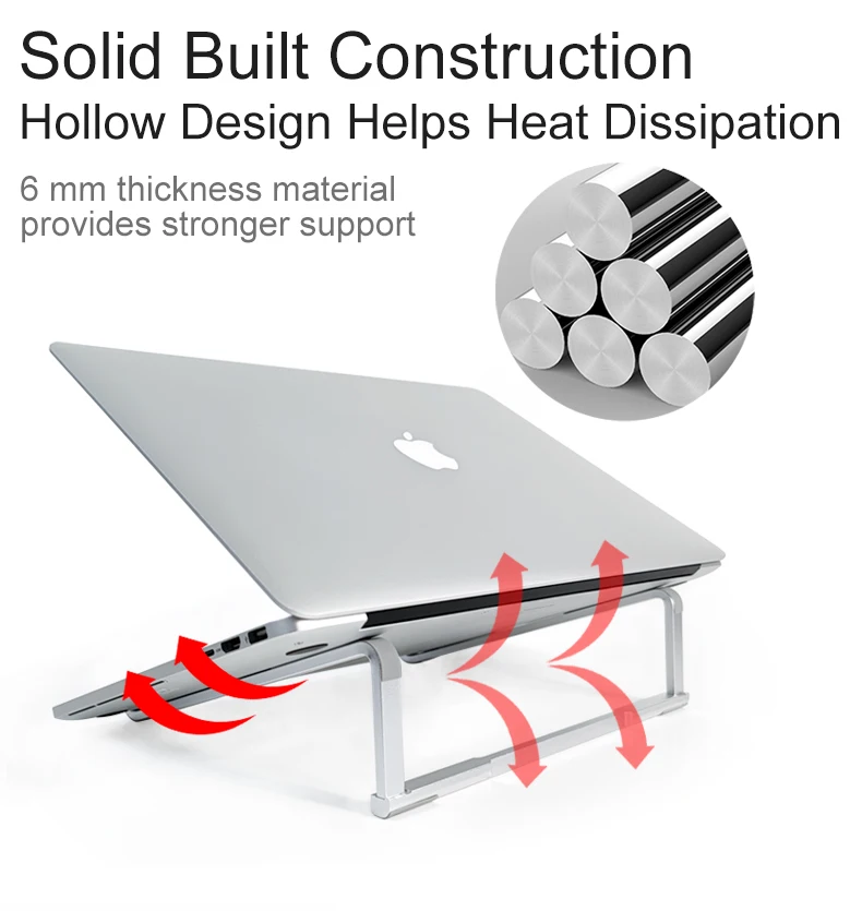 Aluminum alloy ergonomic flexible ultra thin computer notebook stand portable metal foldable desktop laptop stand for macbook