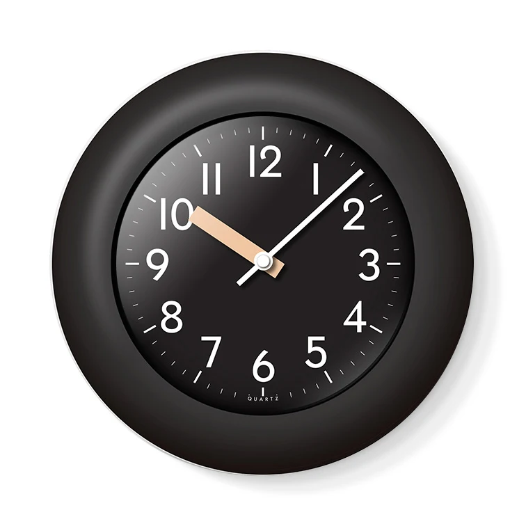 Customized Plastic Wall Clock 10 inch Round Wall Clock Home Decor with Black Color