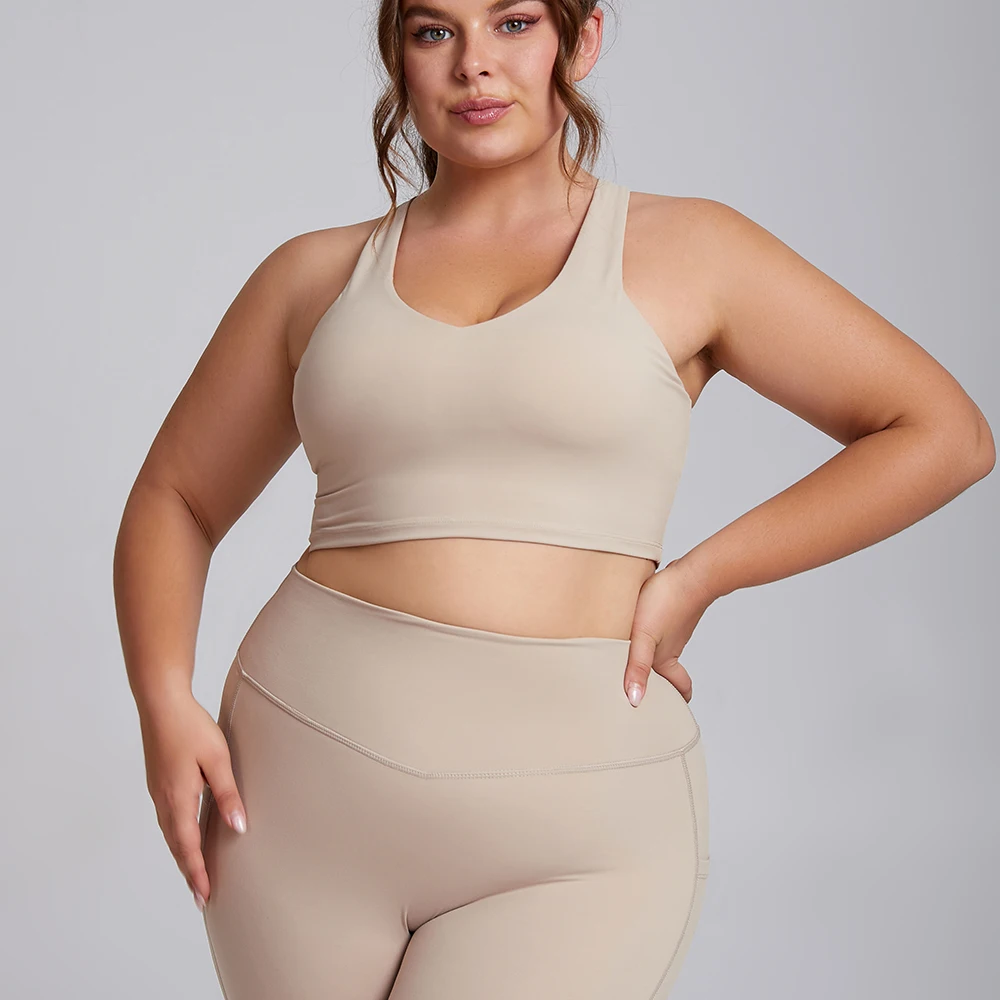 2024 Customized Logo High Impact Sports Bra Breathable Workout Fitness Yoga Wear Women Solid Gym Clothes Plus Size Yoga Bra