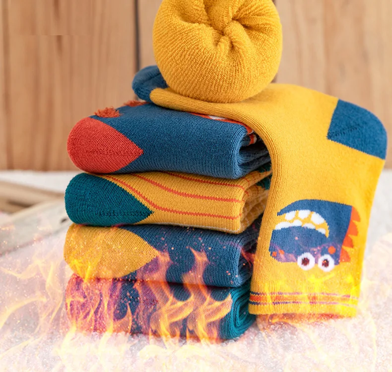 Детские зимние Мультяшные милые махровые плотные Носки с рисунком