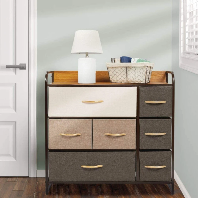 2020 Factory Hot Selling Wood Hallway Entryway Steel Frame Wide Dresser Storage Tower 7 Drawers Closets