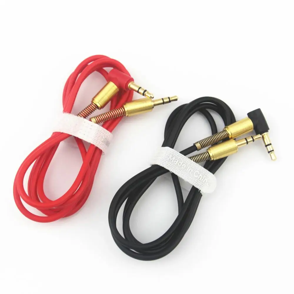 Высокое качество низкая цена 90 градусов 3,5 мм мужчин и мужчин AUX кабель с защиты металла Весна