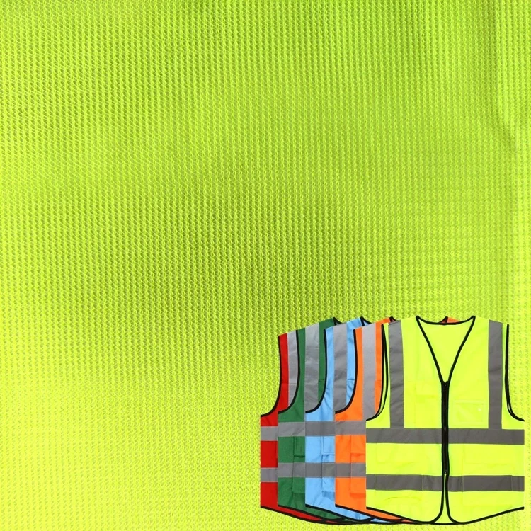 100% polyester mesh plain high visibility vest fabric,reflective fabrics and fluorescent hi vis mesh fabrics for safety vest