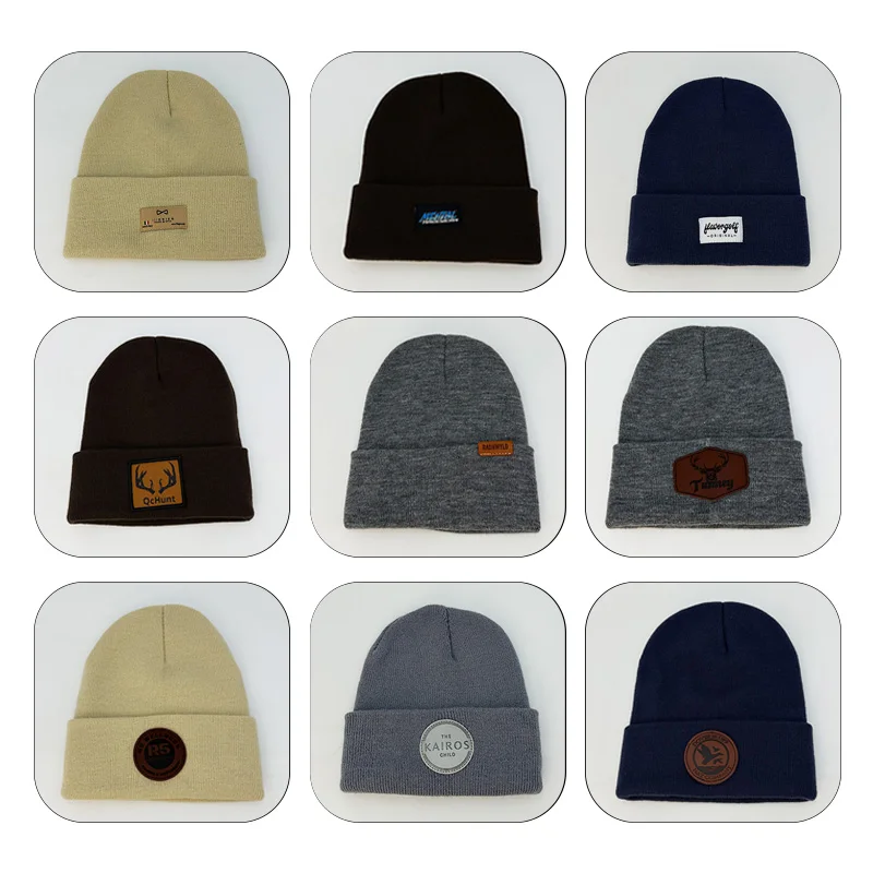 Men Woman Gorros Caps Warm Knitted Jacquard Pattern Thermal Acrylic Winter Hats Custom Pom Pom Beanie Hats