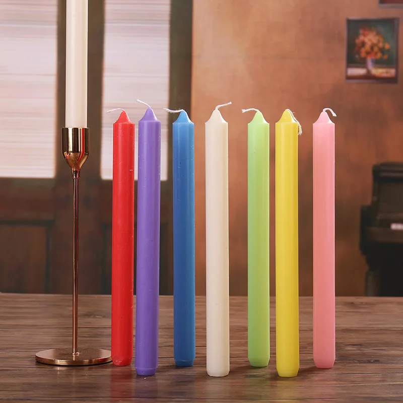 Home decor Unscented Smokeless Paraffin wax Colorful 20cm Taper Candle Sets For Weddings And Parties