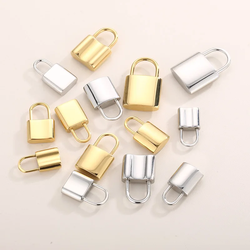 Wholesale Stainless Steel 18K PVD Gold Plated Lock Pendants Charms for Diy Jewelry Making Accessories Necklace Bracelet