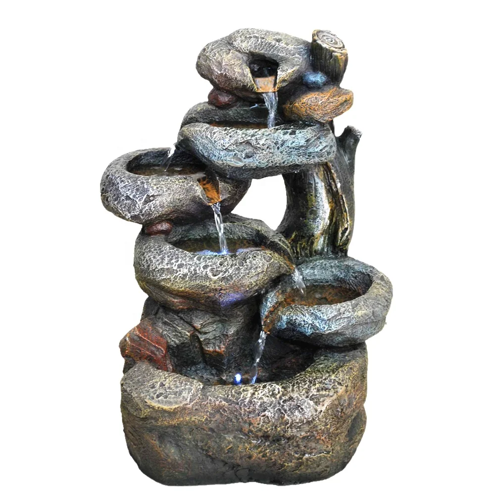 indoor resin natural water fountain rockery cascade tabletop waterfall