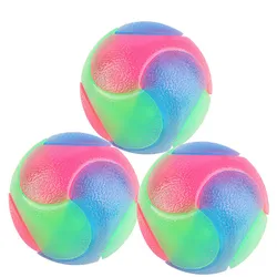 LED Flash Pet TPR Three Color Elastic Ball Dog Training Toy Chew Ball