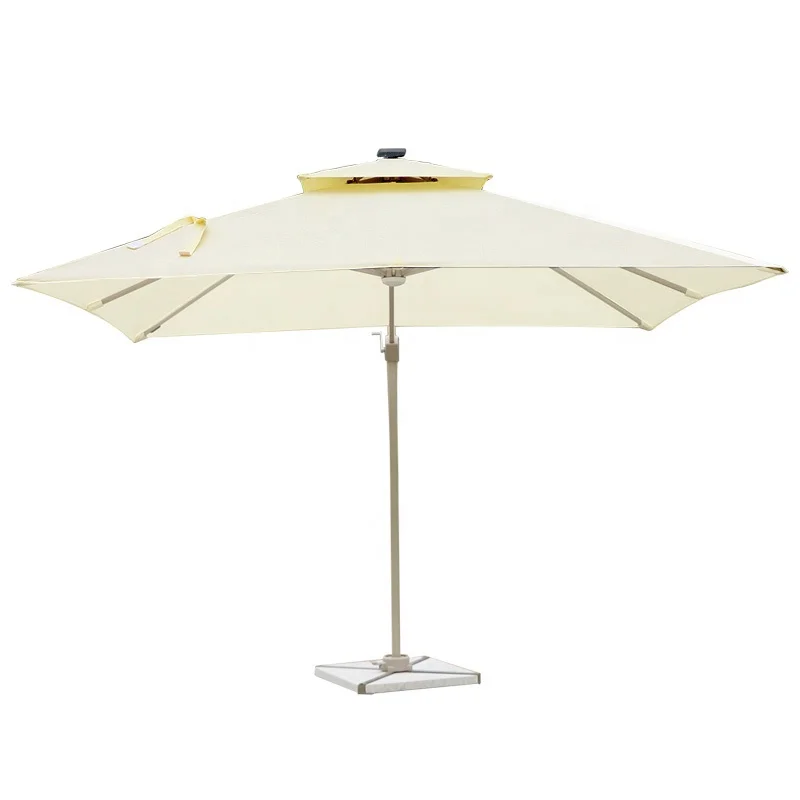 Patio Outdoor Garden Furniture  Roma Hanging Sunshade Parasol Sun Umbrella With Solar Lights