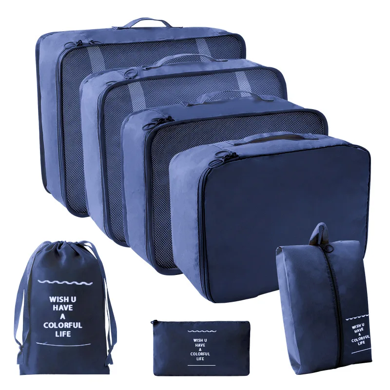Wholesale custom 7pcs per set travel Organizer Bag packing cubes storage luggage organizer sets for cloth shoes make up