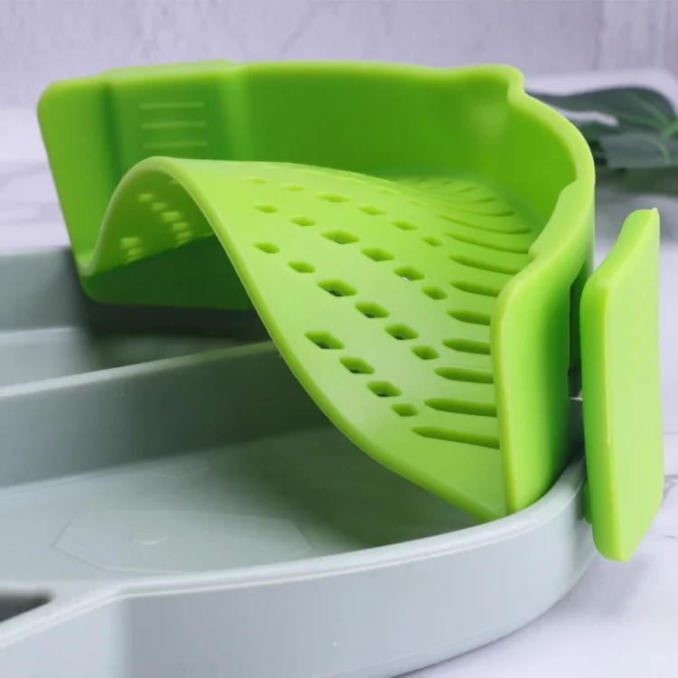 Clip On Kitchen Heat Resistant Silicone Flat Strainer For Pot